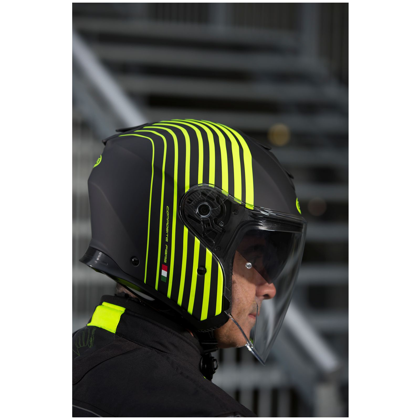 Caberg Helm Flyon Bakari, matt-schwarz/fluo-gelb