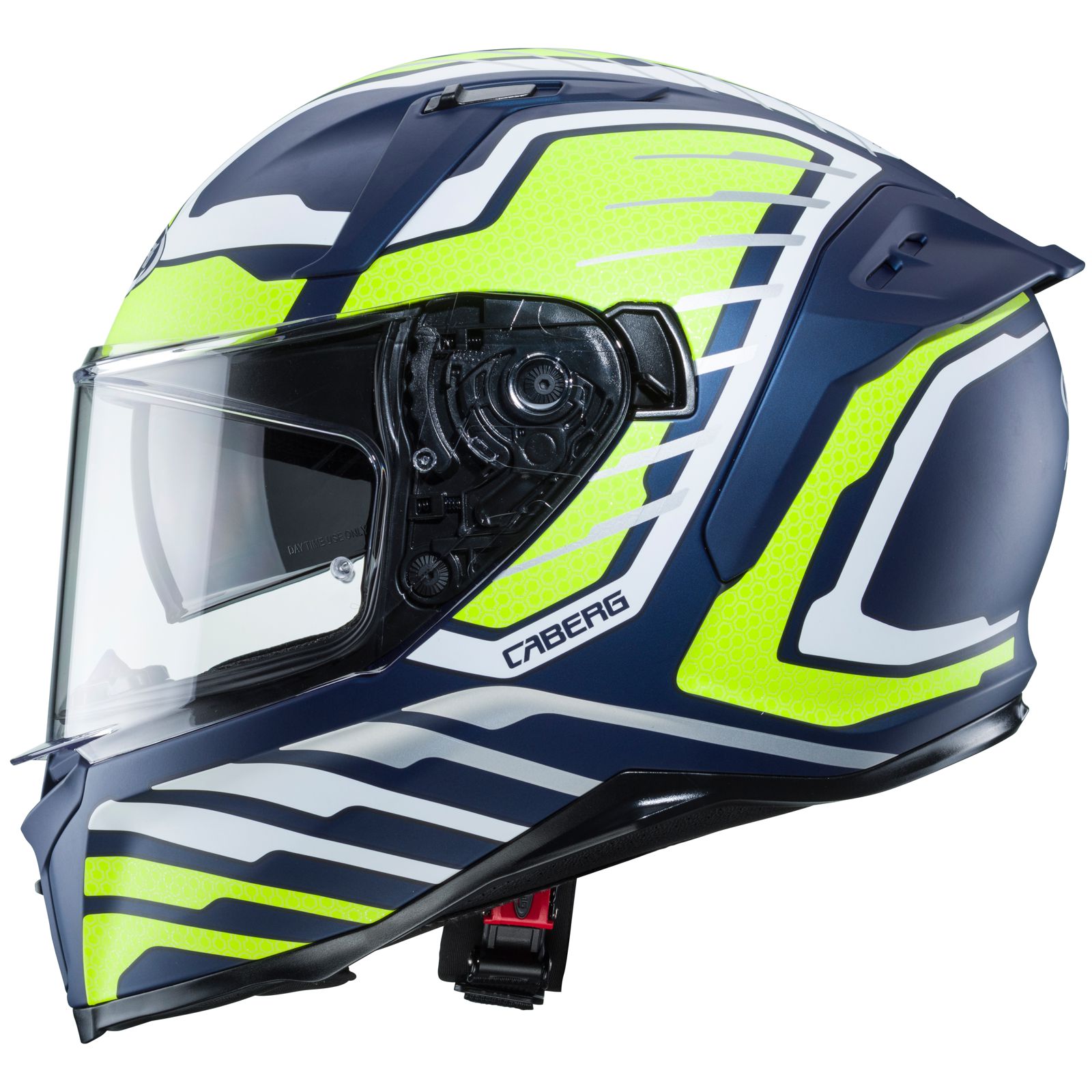 Caberg Helm Avalon Forge, matt-blau/fluo-gelb-weiß
