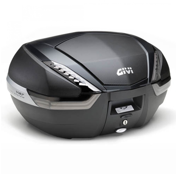 V47 TECH MONOKEY Topcase 47 Liter schwarz / carbon mit transparenten Reflektoren Givi