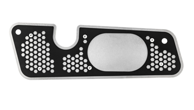 Auspuffblende Schwingarm für Vespa GTS/​GTS Super/GTV/GT, silber/schwarz