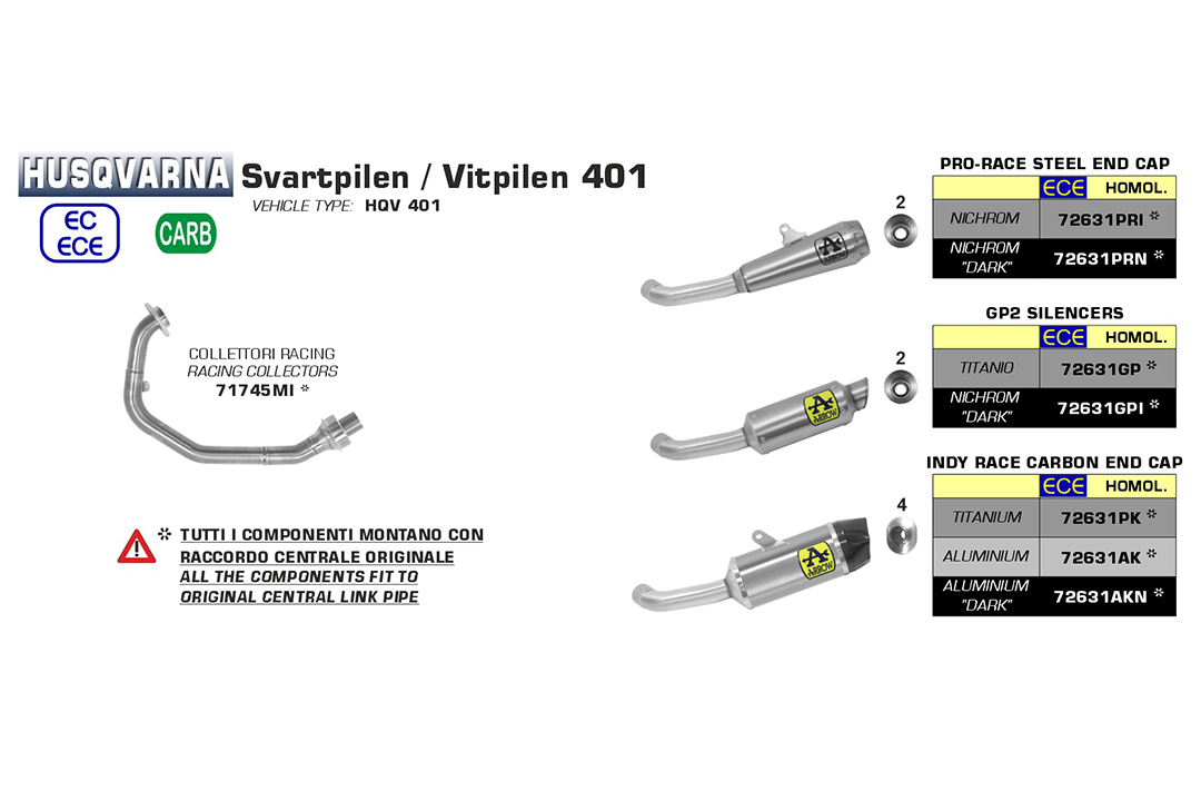 ARROW Auspuff PRO RACE für Husqvarna Svartpilen 401 / Vitpilen 401 2020-, Edelstahl