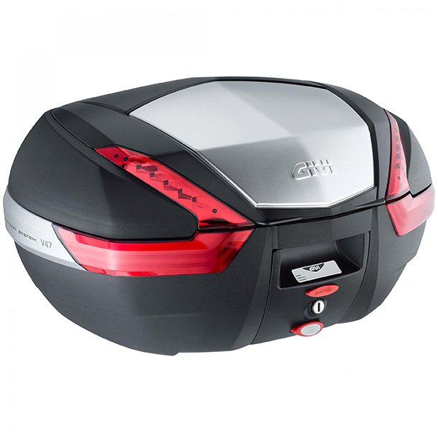 V47 MONOKEY Topcase 47 Liter schwarz / alu mit roten Reflektoren Givi