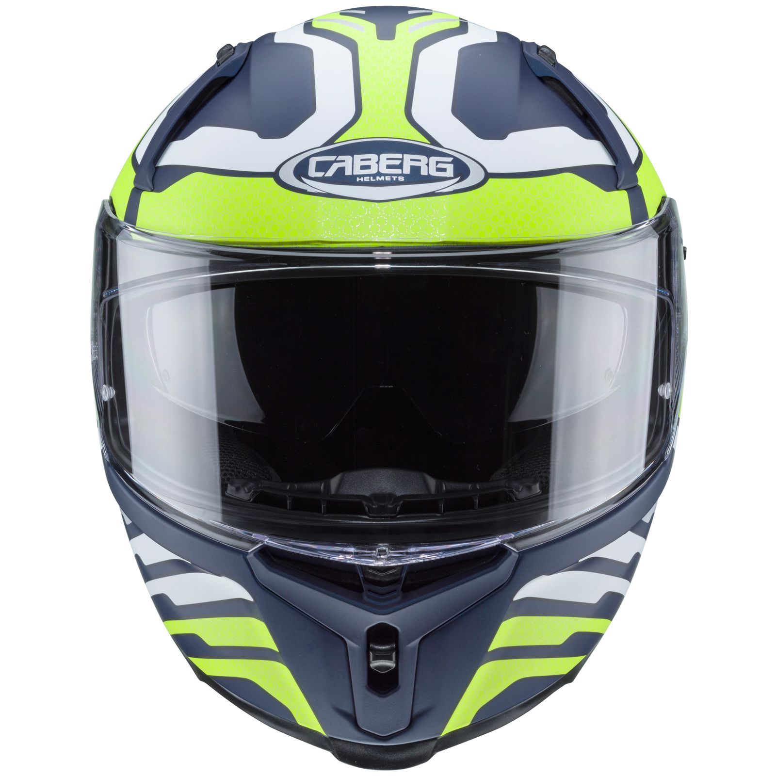 Caberg Helm Avalon Forge, matt-blau/fluo-gelb-weiß