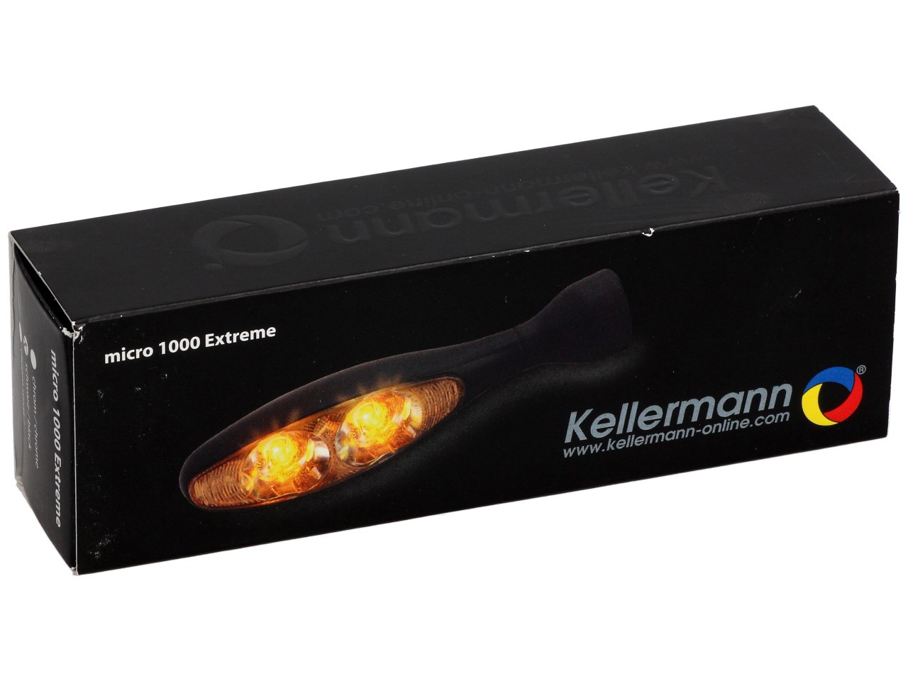 Kellermann Blinker, Micro 1000 Extreme, Stahl, LED, V/H,  L/R, 12 V, schwarz seidenmatt, M8x20