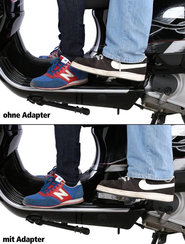 Fußrastenadapter Sozius für Vespa GTS/​GTS Super/​GTV/​GT 60/​GT/​GT L 125-300ccm, silber matt