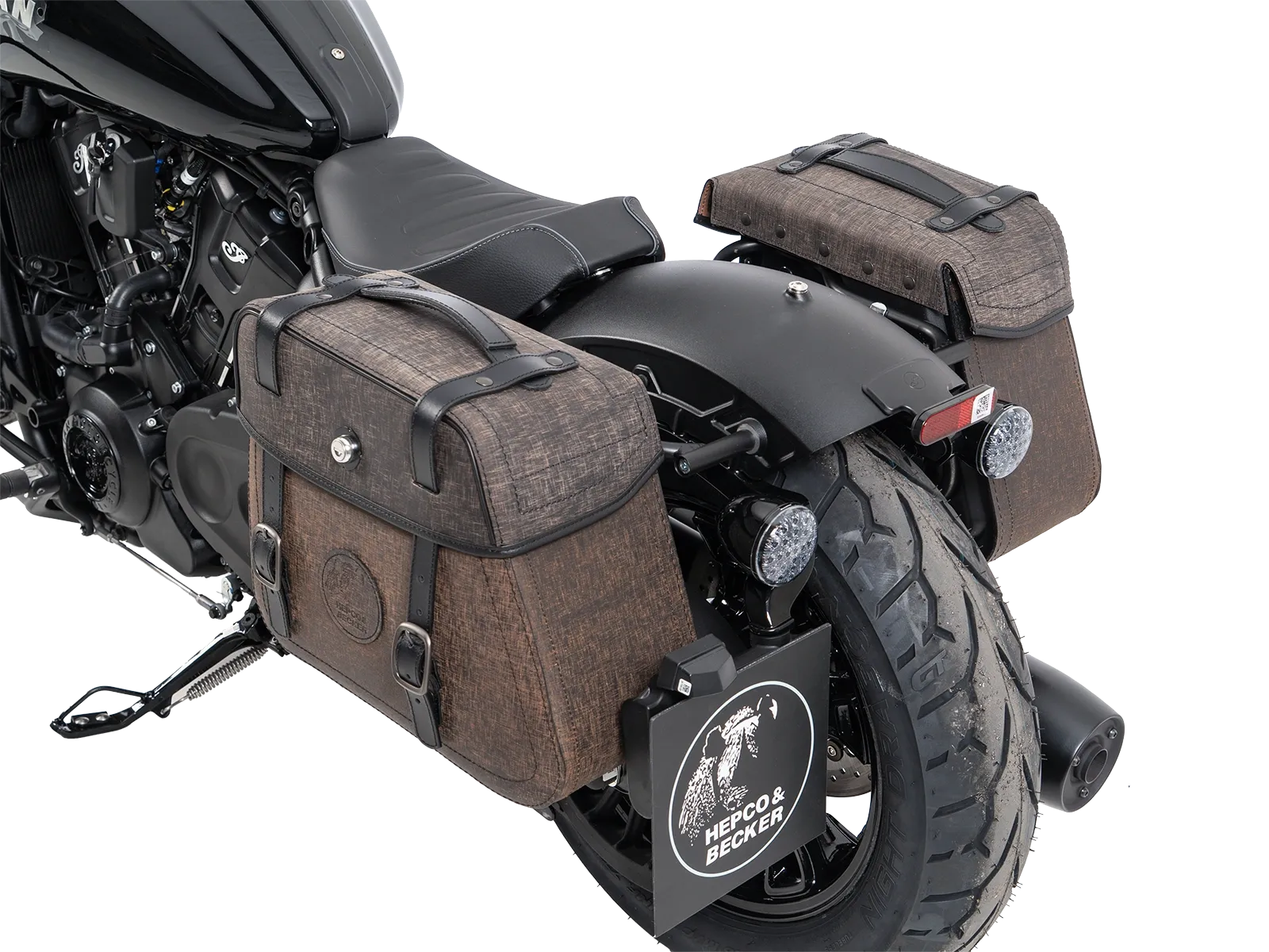 Cutout Taschen Set braun inkl. Halter für Indian Scout Sixty Classic (25-) Hepco & Becker