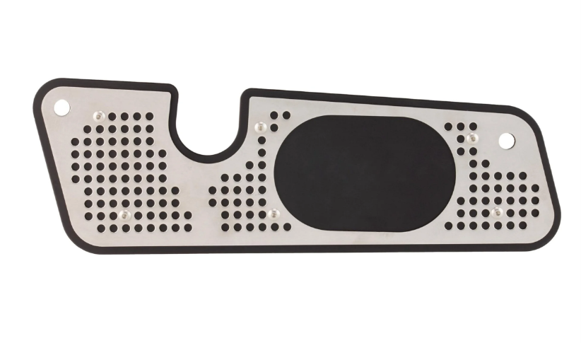 Auspuffblende Schwingarm für Vespa GTS/​GTS Super/GTV/GT, schwarz/silber
