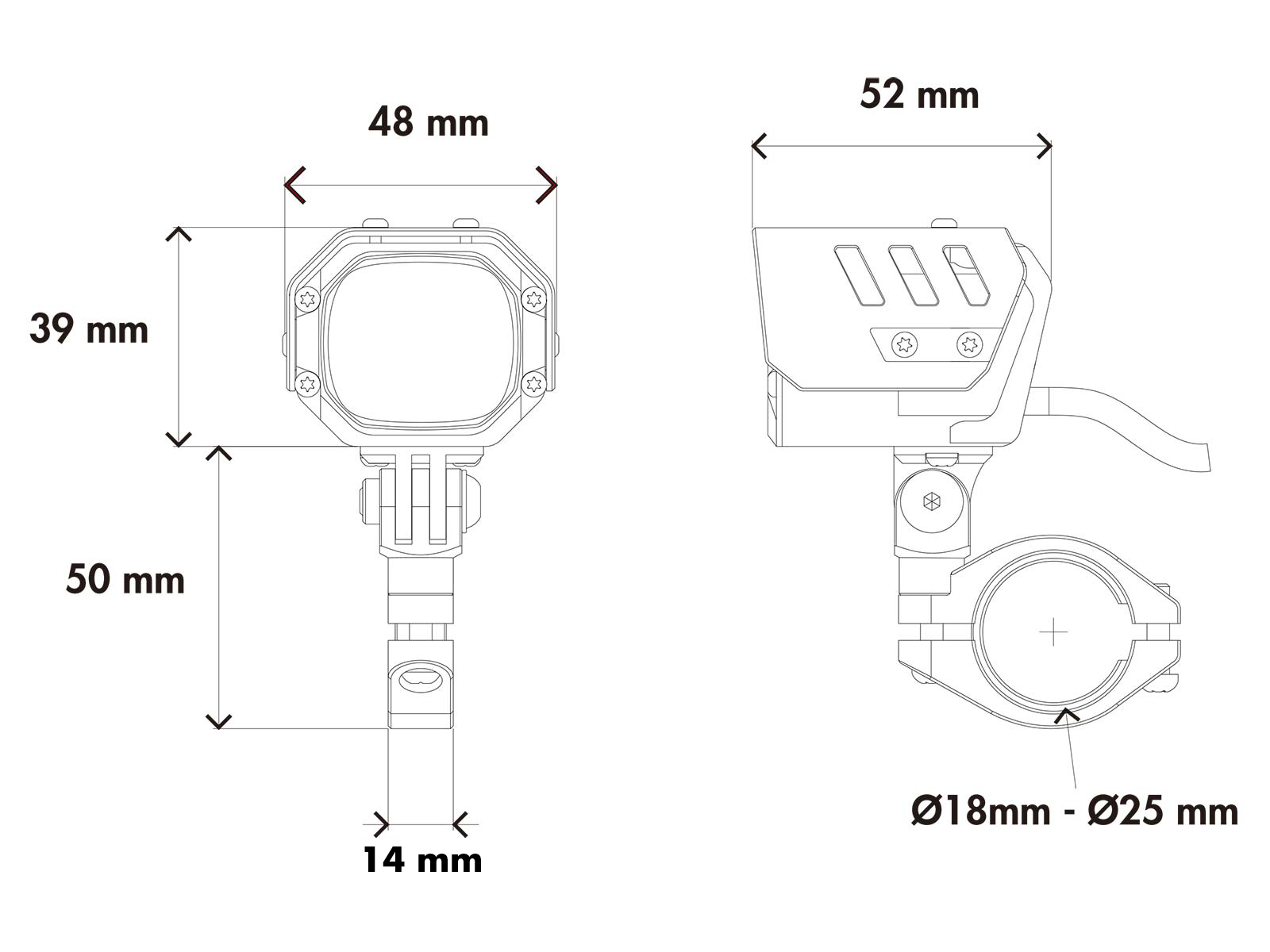 LED Zusatzscheinwerfer Nova inkl. Universalbefestigung für Röhre Ø18-25mm Hepco & Becker