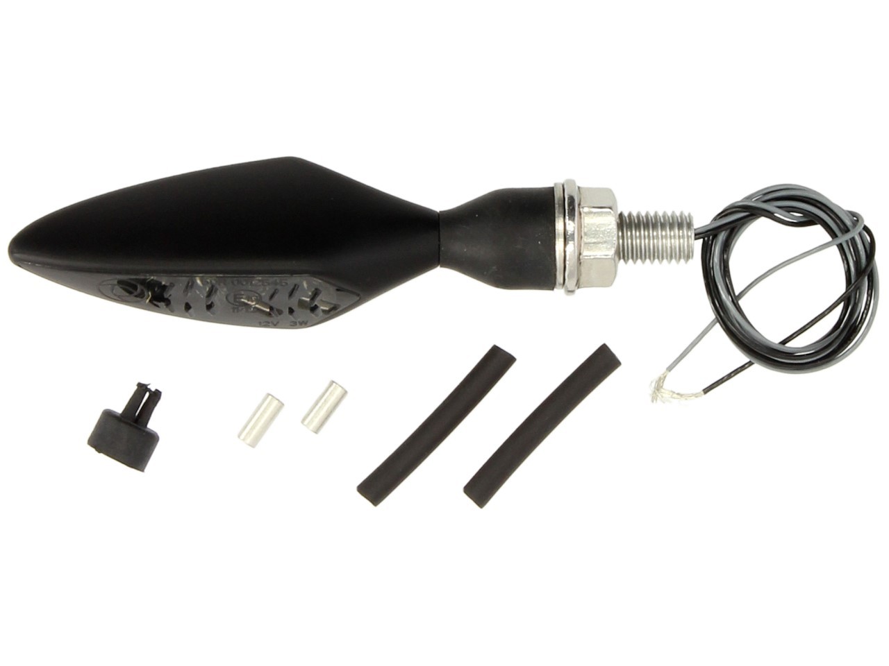 Kellermann Blinker, Rhombus Dark, Stahl, LED, VR/HL, 12 V, schwarz seidenmatt, M8x20, E-geprüft