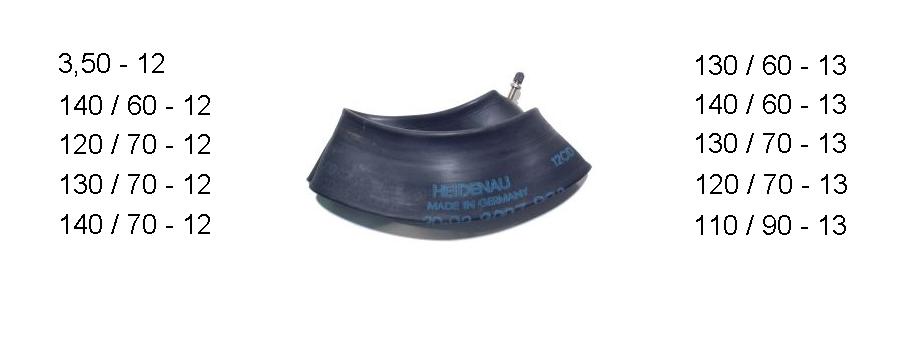 Heidenau Schlauch 12/13 Zoll, Ventil 34G, 3.50,110/100-,110/90-,120/80-,130/80-,120/70-,130/70-,140/