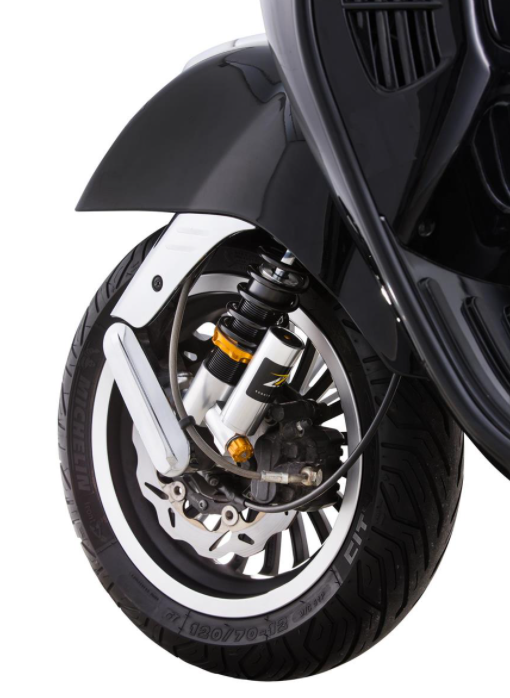 Stoßdämpfer vorne für Vespa GTS/​GTS Super/​GTV/​GT 60/​GT/​GT L, silber/orange