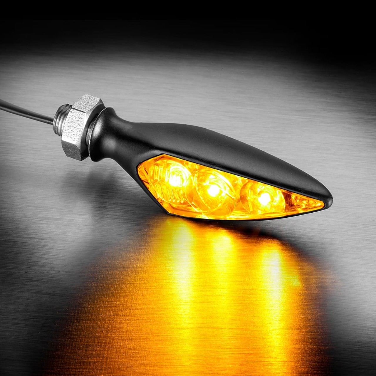 Kellermann Blinker, Rhombus S Dark, Aluminium, LED, VL/HR, 12 V, schwarz seidenmatt, M5x0,5x6,5