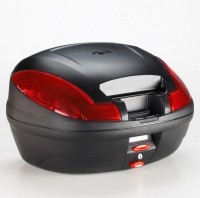 E470 Simply III MONOLOCK Topcase schwarz mit roten Reflektoren und Platte ohne Cover Givi