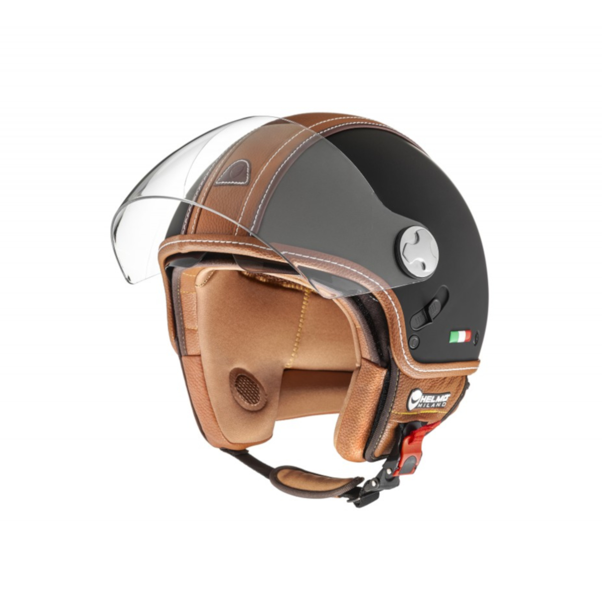 Helmo Milano Demi Jet, PelleDura Premium, schwarz matt, braun