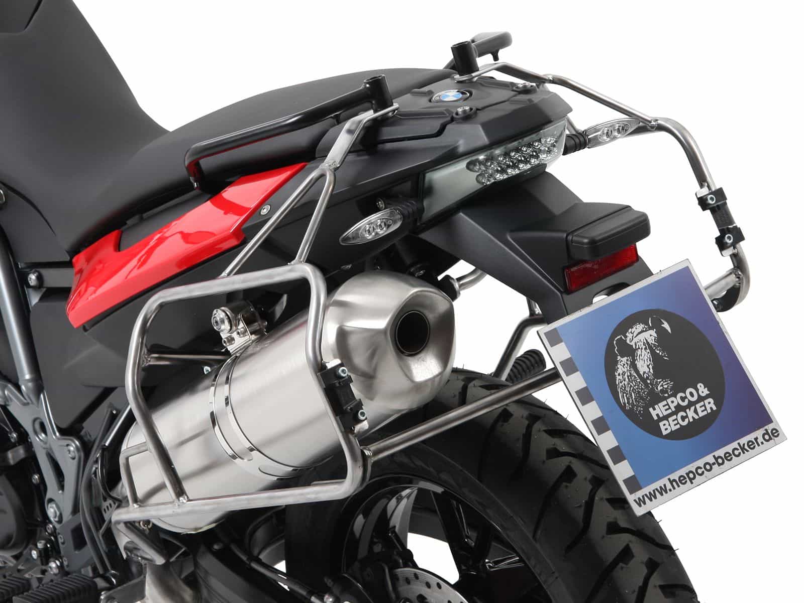 Kofferträgerset Cutout Edelstahl inkl. Kofferset Xplorer Cutout silber für F 650 GS Twin /F 700 GS