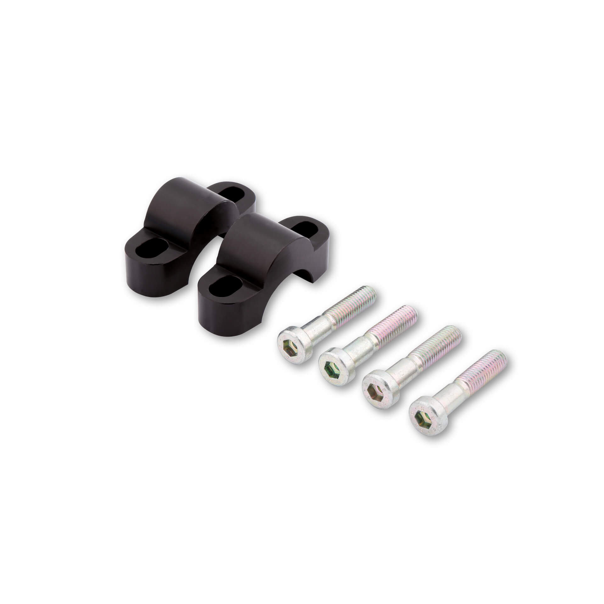 LSL Klemmbockerhöhung Set um 15 mm, mit 40 mm Schraube, für 28,6 mm Lenker, schwarz