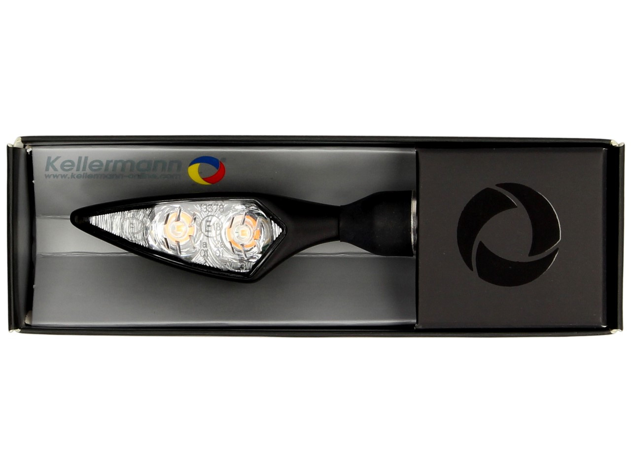 Kellermann Blinker, Rhombus Extreme, Stahl, LED, VR/HL, 12 V, schwarz seidenmatt, M8x20, E-geprüft