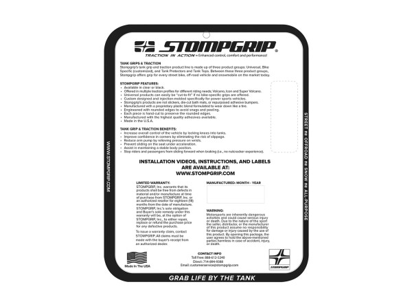 Stompgrip Tank Pad, klar, Volcano für Kawasaki Ninja 1000SX, 2020-2025