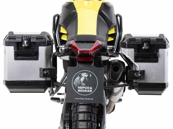 Xplorer Cutout Koffer silber + Cutout-Träger Aprilia Tuareg 660 (25-) Hepco & Becker