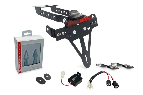 Kennzeichenhalter (inkl. Barracuda Blinker vorne + hinten) für Kawasaki Z650 / Ninja 650 (20-)