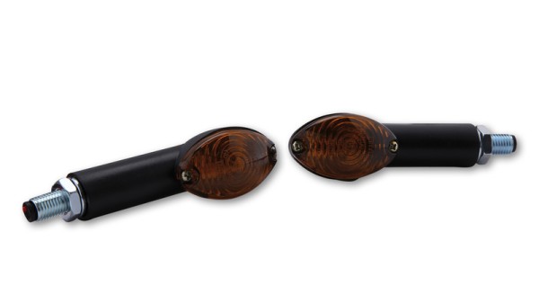 HIGHSIDER Smart Cateye Glühlampen Mini-Blinker Gehäuse Schwarz / Linse Rauchgrau (Paar), Vorn & Hint