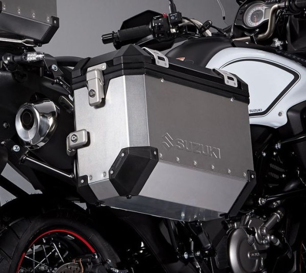 Seitenkoffer "Alu Box" silber/schwarz für Suzuki V-Strom 650 BJ. 2012-2016