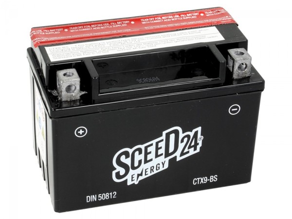 Sceed 24 Energy Batterie YTX9-BS, 12 V, 8 A, wartungsfrei inkl. Säurepack