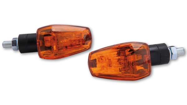 HIGHSIDER Smart IMOLA 1 Glühlampen Mini Indicator Gehäuse Schwarz / Linse Orange (Paar), Vorn & Hin