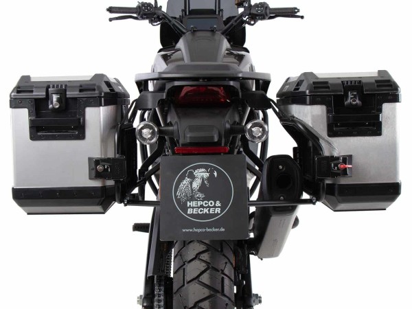 Kofferträgerset Cutout inkl. Kofferset Xplorer Cutout silber für Harley Davidson Pan America (21-)