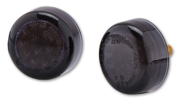 HIGHSIDER Smart Micro Disc LED Blinker Gehäuse Schwarz / Linse Rauchgrau (Paar), Vorn & Hinten
