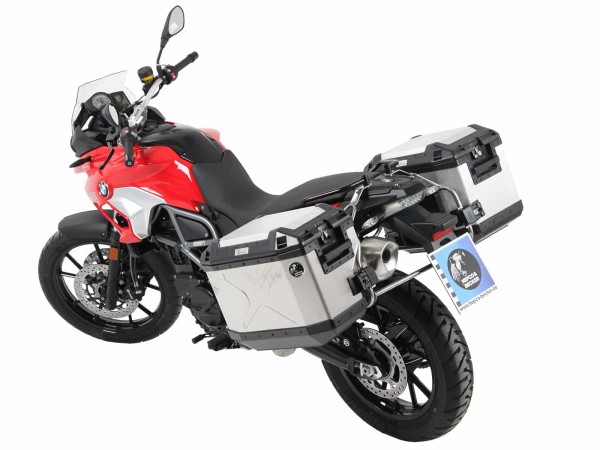 Kofferträgerset Cutout Edelstahl inkl. Kofferset Xplorer Cutout silber für F 650 GS Twin /F 700 GS