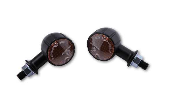 HIGHSIDER Smart Arizona Glühlampen Mini-Blinker Gehäuse Schwarz / Linse Orange (Paar), Vorn & Hinten