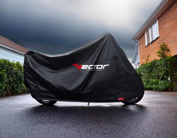 VECTOR H2O Abdeckplane Innen-/Außen für Motorrad/Scooter mit hoher Windschutzscheibe - Schwarz - XL