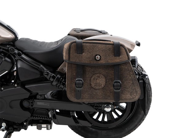 Cutout Taschen Set braun inkl. Halter für Indian Scout Bobber 1250 (25-) Hepco & Becker
