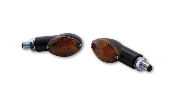 HIGHSIDER Smart Cateye Glühlampen Mini-Blinker Gehäuse Schwarz / Linse Rauchgrau (Paar), Vorn & Hint