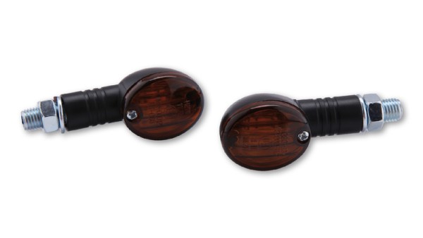 HIGHSIDER Smart Micro-Flash Glühlampen Mini-Blinker Gehäuse Schwarz / Linse Rauchgrau (Paar), Vorn &