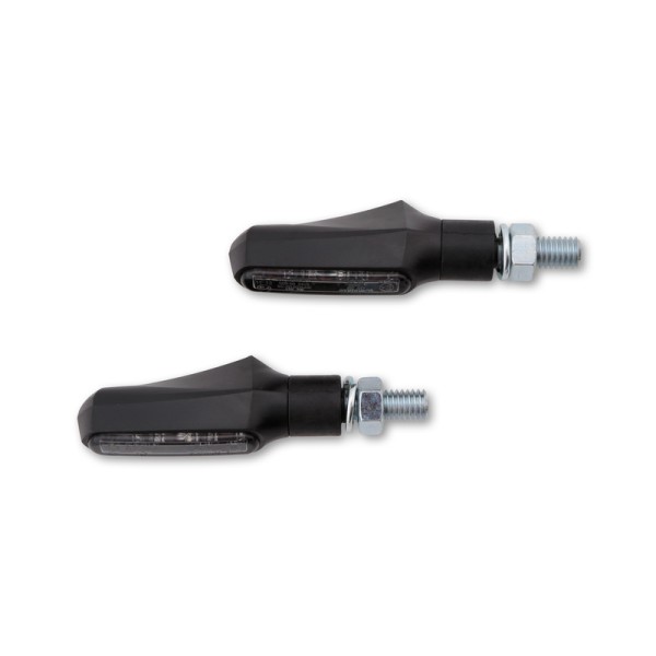 HIGHSIDER Smart Shorty-Fin LED Blinker Gehäuse Schwarz / Linse Rauchgrau (Paar), Vorn & Hinten