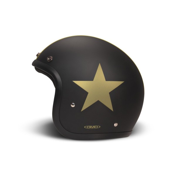 DMD Jethelm Retro, schwarz, matt, Star Gold, Fiberglas, ECE 22.06