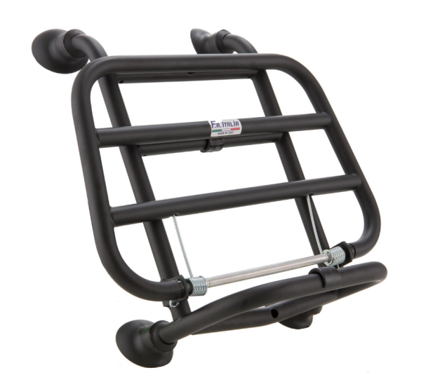 Gepäckträger vorne für Vespa Primavera /​Sprint /​Elettrica 50-150ccm, klappbar, schwarz glänzend