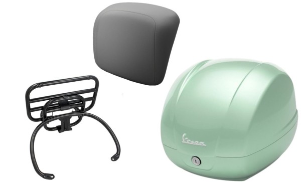 Topcase Kit 36L latte menta (350/A), Gepäckträger schwarz für Vespa GTS 125/300/310