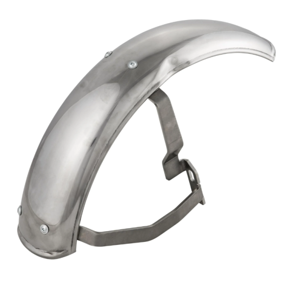 Kotflügel 2.0 Garelli für Vespa PX 80-200ccm, Edelstahl poliert, Halter Edelstahl