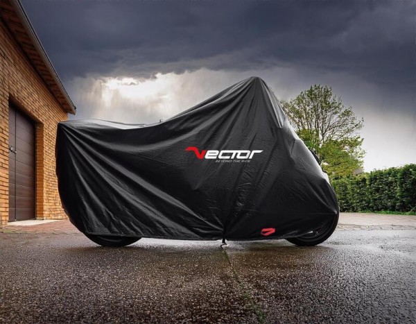 VECTOR Abdeckplane außen Baumwolle für Motorrad/Scooter – Schwarz - 2XL