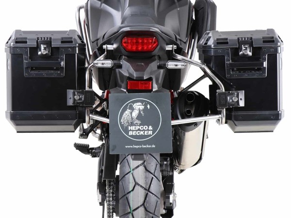Xplorer Cutout Kofferset schwarz + Cutout-Träger silber für Honda CRF 1100 Africa Twin (20-21)
