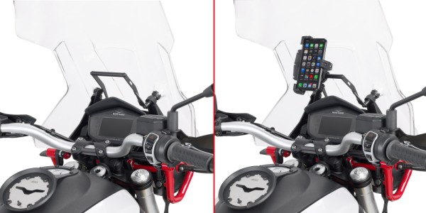 Halterung zur Montage am Windschild für Navi / Phone für Moto Guzzi V85 TT (Bj.19-) Givi