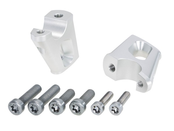 Lenkererhöhung H=25 mm mit Versatz 23 mm zurück silber für BMW R nineT Pure (17-23)