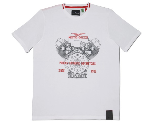 Moto Guzzi Herren T-Shirt Classic Baumwolle weiss