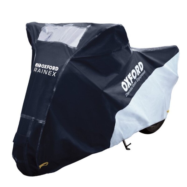 Oxford Outdoor Abdeckplane Rainex Schwarz/Silber - Motorrad / Scooter - XL