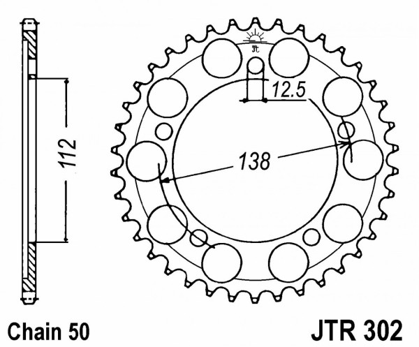 JT Kettenrad Stahl, Teilung: 530, Anzahl Zähne: 42, JTR302.42