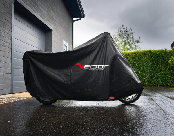 VECTOR Heavy Duty Abdeckplane außen für Motorrad/Scooter mit Topcase hohe Windschutzscheibe - Gr. L