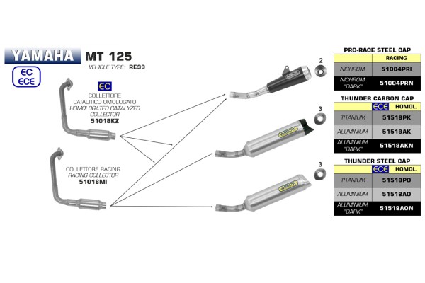 ARROW Auspuff DARK PRO-RACE Edelstahl schwarz Auspuff für Yamaha YZF-R125 ab Modelljahr 2019- und fü